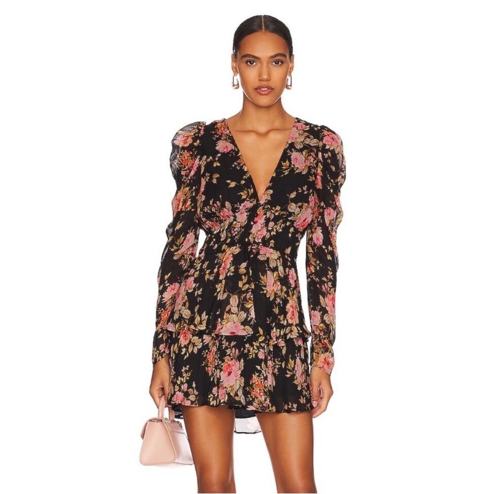 Yumi Kim Samba Ruffle Dress in Flirty Floral Black - Picture 4 of 12